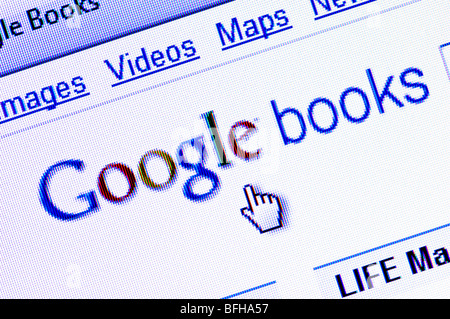 Macro screenshot of the controversial Google Books website. Editorial use only. Stock Photo