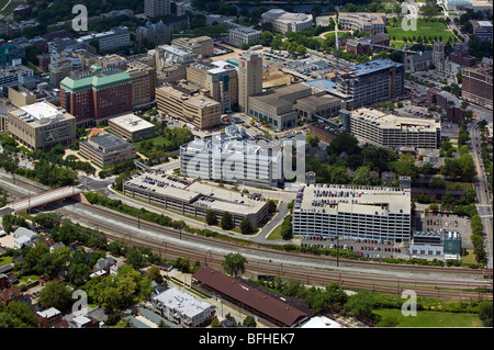 aerial view above Cleveland Clinic hospital Ohio Stock Photo