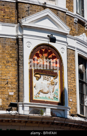 Ram Inn pub sign, Youngs Brewery in Wandsworth, South London, England Stock Photo