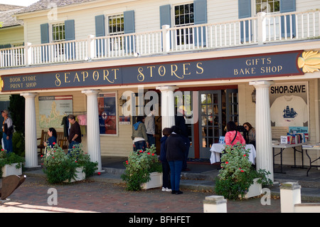 Tourists shop at the Mystic Seaport store in Mystic, Connecticut, USA Stock Photo