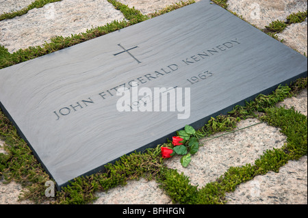 John F Kennedy Memorial Grave Gravesite, Arlington National Cemetery, Washington DC USA Stock Photo