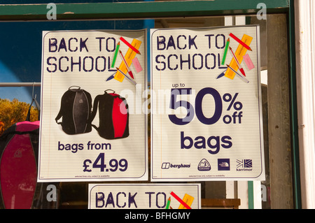 A sign advertising cheap back to School items outside a shop store in Norwich,Norfolk,Uk Stock Photo