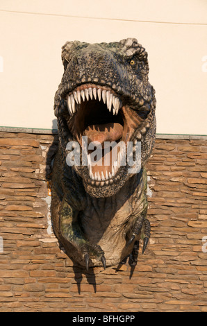 Tyrannosaurus replica in Drumheller, Alberta, Canada. Stock Photo