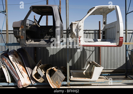 Car parts in junkyard Stock Photo