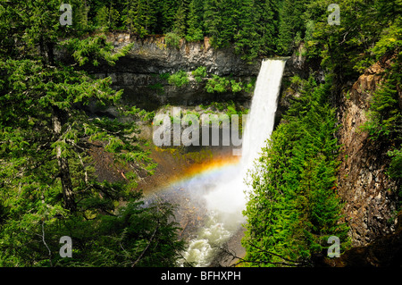 Brandywine Falls with rainbow at Brandywine Falls Provincial Park between Squamish and Whistler, BC Stock Photo