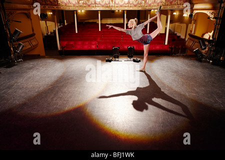 Young woman on stage Stock Photo