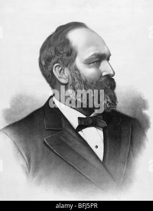 Portrait c1881 of James A Garfield (1831 - 1881) - the 20th US President (March - September 1881) and second to be assassinated. Stock Photo