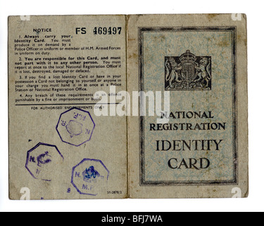 BRITISH SECOND WORLD WAR Identity Card from 1943 Stock Photo