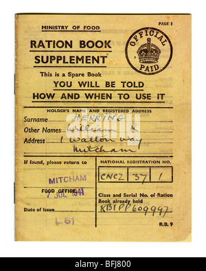 BRITISH RATION BOOK from 1941 Stock Photo