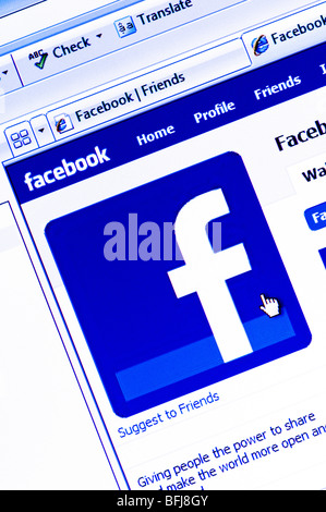 Macro screenshot of the Facebook social networking website. Editorial use only. Stock Photo