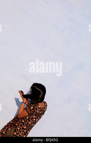 indian girl brushing hair Stock Photo