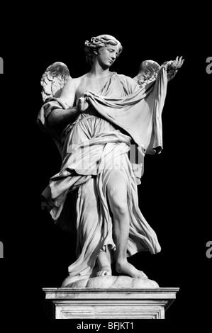 Angel with the Sudarium (Veronica’s Veil) on Ponte Sant'Angelo, Rome, Italy Stock Photo