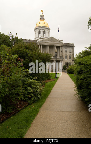 The gold dome is the most prominent architectural feature of the state house in Concord, New Hampshire, in the USA. Stock Photo