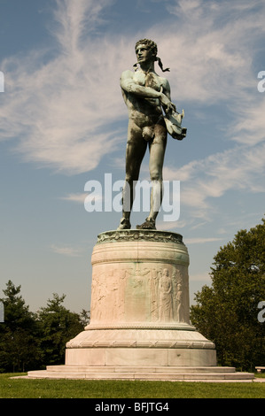 Sculpture in Baltimore Francis Scott Key Monument (Orpheus) by Charles Henry Niehaus – 1922 – Fort McHenry Stock Photo