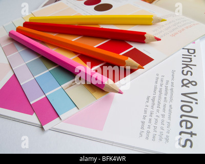 Close up of colourful wooden pencils. Stock Photo