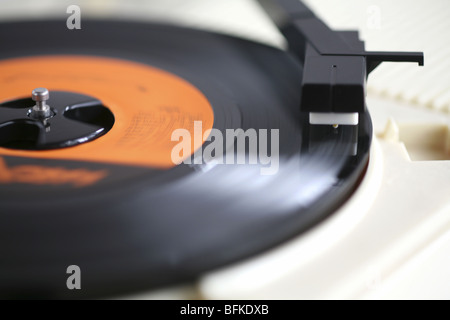 Close up of turntable needle on a vinyl record. Turntable playing vinyl ...