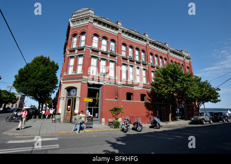 A red building in Port Townsend in Washington state, USA Stock Photo