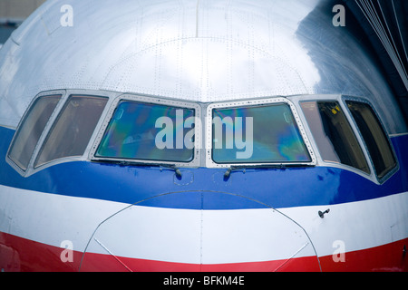 A US Airways Passenger airliner waits for passengers at JFK airport in New York for a flight to Mexico Stock Photo