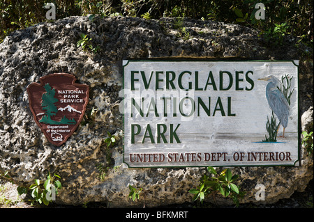 Entrance sign to the Everglades National Park, Florida, USA Stock Photo