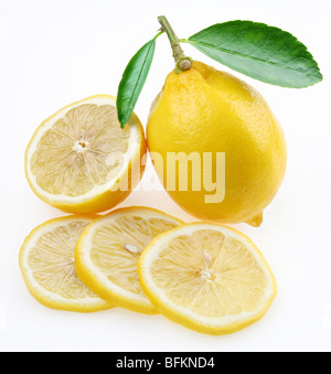 Lemon with section on a white background Stock Photo