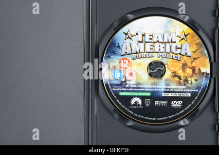 TEAM AMERICA WORLD POLICE MOVIE ON DVD COMEDY FEATURING PUPPETS. CONTROVERSIAL MOVIE BY MAKERS OF SOUTH PARK Stock Photo