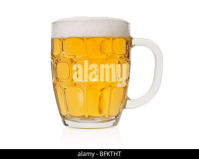 Glass of Beer Served in a Traditional English Pint Glass Stock Photo