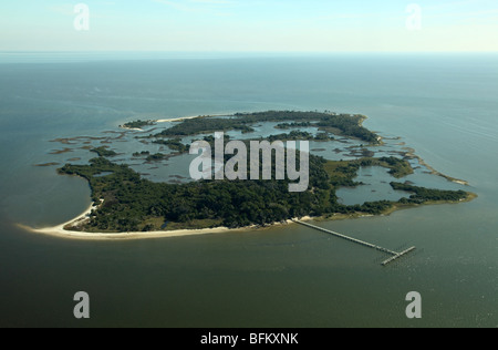 Aerial view of Atsena Otie Key near Cedar Key, Florida, USA Stock Photo
