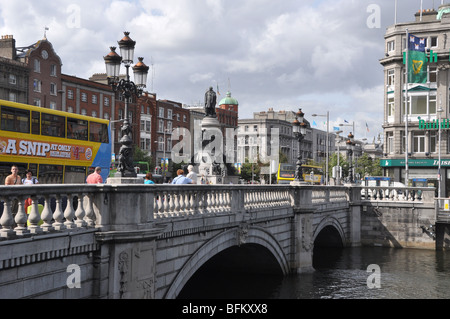 O Connell Bridge Dublin Ireland with Daniel O Connell Monument at centre Stock Photo