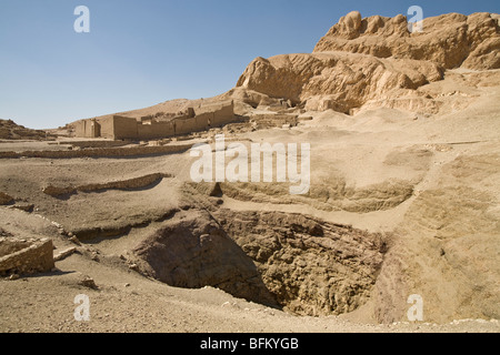 The  Great Pit close to Deir el-Medina, worker's village near Valley of The Kings, West Bank of Nile, Luxor, Egypt Stock Photo