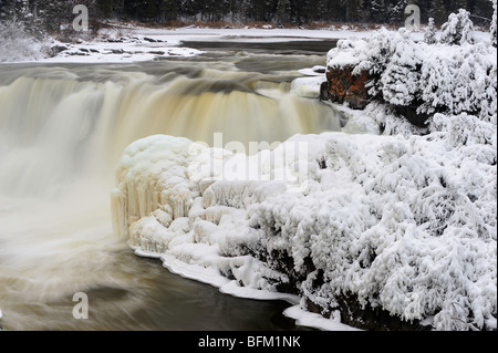 Pisew Falls in early winter, Pisew Falls Provincial Park, Manitoba, Canada Stock Photo