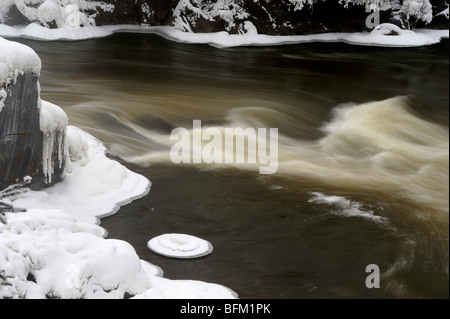 Grass River in early winter, Pisew Falls Provincial Park, Manitoba, Canada Stock Photo