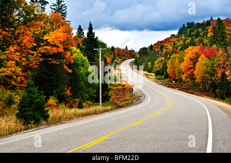 Fall scenic highway in northern Ontario, Canada Stock Photo