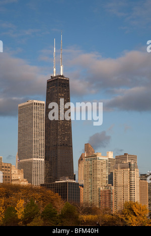 The John Hancock Center Tower in Chicago Illinois USA on a sunny autumn fall day Stock Photo