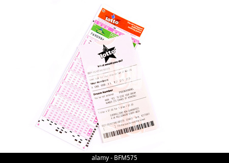 English Lotto Ticket against a white background Stock Photo