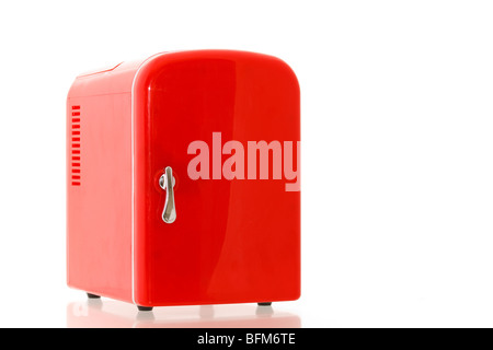 Shiny bright red miniature fridge Stock Photo