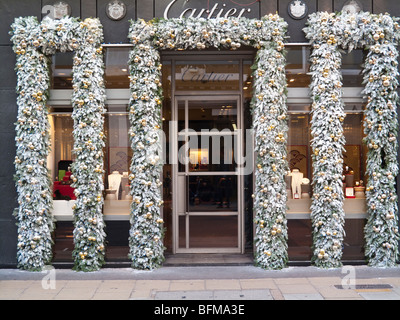 Cartier Christmas display, Old Bond Street, Mayfair, London, England, UK Stock Photo