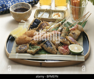 Fried vegetables and seafood Stock Photo