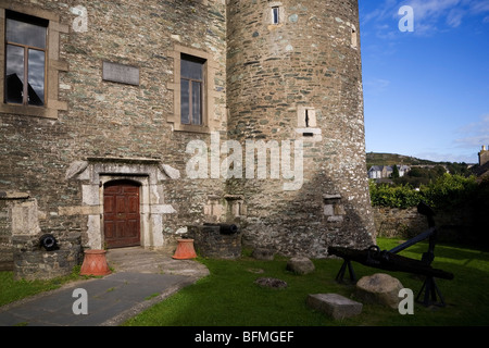 The Renovated 13th Century Castle and Museum with distant Vinegar Hill, Enniscorthy, Co Wexford, Ireland Stock Photo