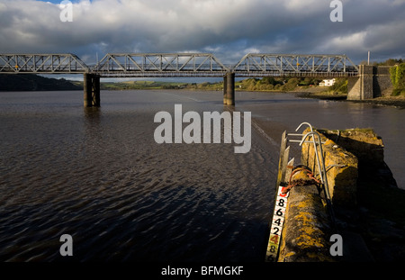 Steel Railway Bridge (Longest in Southern Ireland), Over River Barrow to Great Island, County Wexford, Ireland Stock Photo