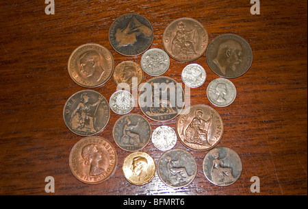 Collection of pre-decimal English coins Stock Photo