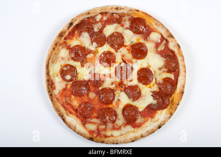 Take away pepperoni pizza called the 'American' from Pizza Express Stock Photo