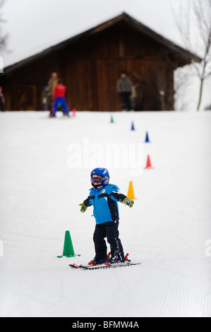 Austria, The Tyrol, Seefeld, kindergarden ski school Stock Photo