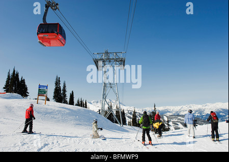 Canada, British Columbia, Whistler, venue of the 2010 Winter Olympic Games, Whislter Blackcomb Peak 2 Peak Gondola. Stock Photo