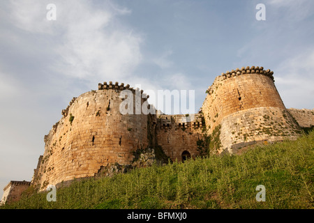 Syria, Crac des Chevaliers. This medieval castle, built by the crusaders, was built to withstand siege for 5 years. Stock Photo