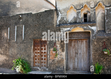 Tanzania, Zanzibar, Stone Town. Old doors of the Anglican Cathedral Church of Christ, its foundation laid at Christmas 1873. Stock Photo