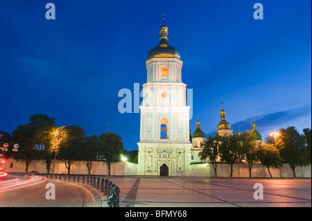 Ukraine, Kiev, St Sophias Cathedral, 1017-31 with baroque style domes and bell tower, Unesco World Heritage Site (1990) Stock Photo
