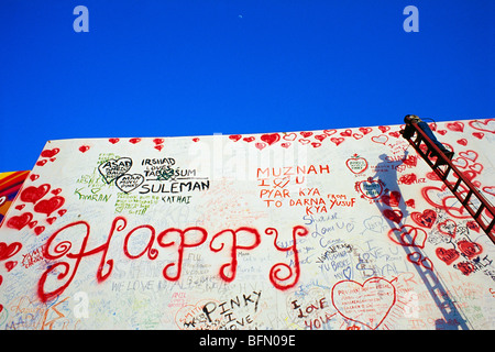 Valentine Day Card on wall at Chowpatty in Bombay Mumbai Maharashtra India Stock Photo