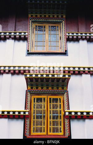 Bhutia Busty monastery ; Karma Dorjee Chyoling monastry windows ; Darjeeling ; West Bengal ; India ; asia Stock Photo