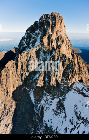 Kenya. The snow-dusted peaks of Mount Kenya, Africa  s second highest mountain. Stock Photo