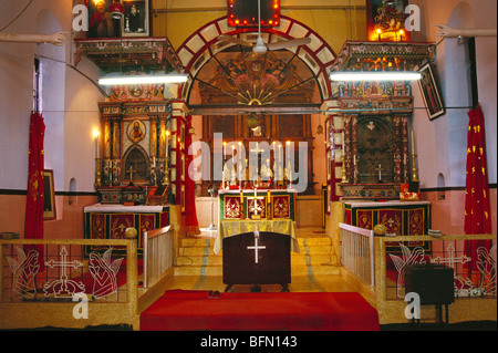 MAA 61115 : Main Altar Saint Marys Knanaya church Valiyapally built in 1550 AD ; Kottayam ; Kerala ; India Stock Photo